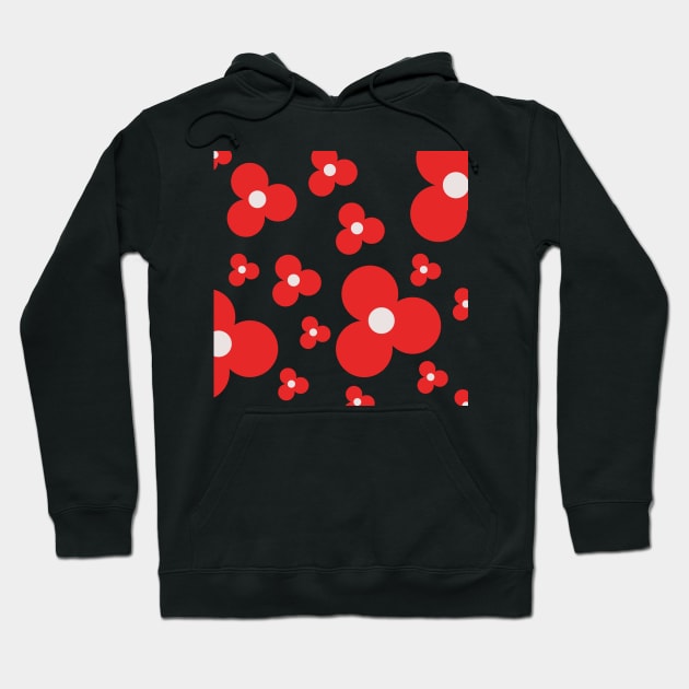 red minimalist pop art flower pattern Hoodie by pauloneill-art